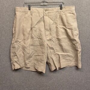 Turnbury Mens 42 Natural Beige 100% Linen Pleated Shorts 51360 S55HT701/124
